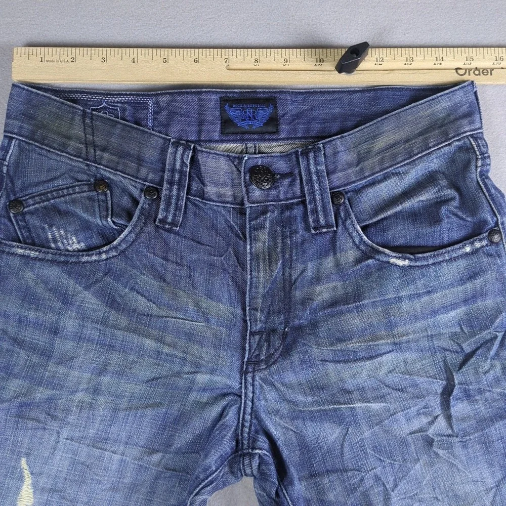 Rock & Republic Jeans Mens 30x30 Blue Dirty Denim Medium Wash Distressed Colburg